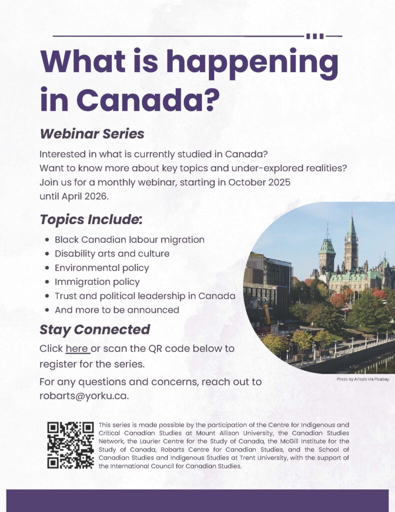Poster, What is Happening in Canada webinar series, 2025–26