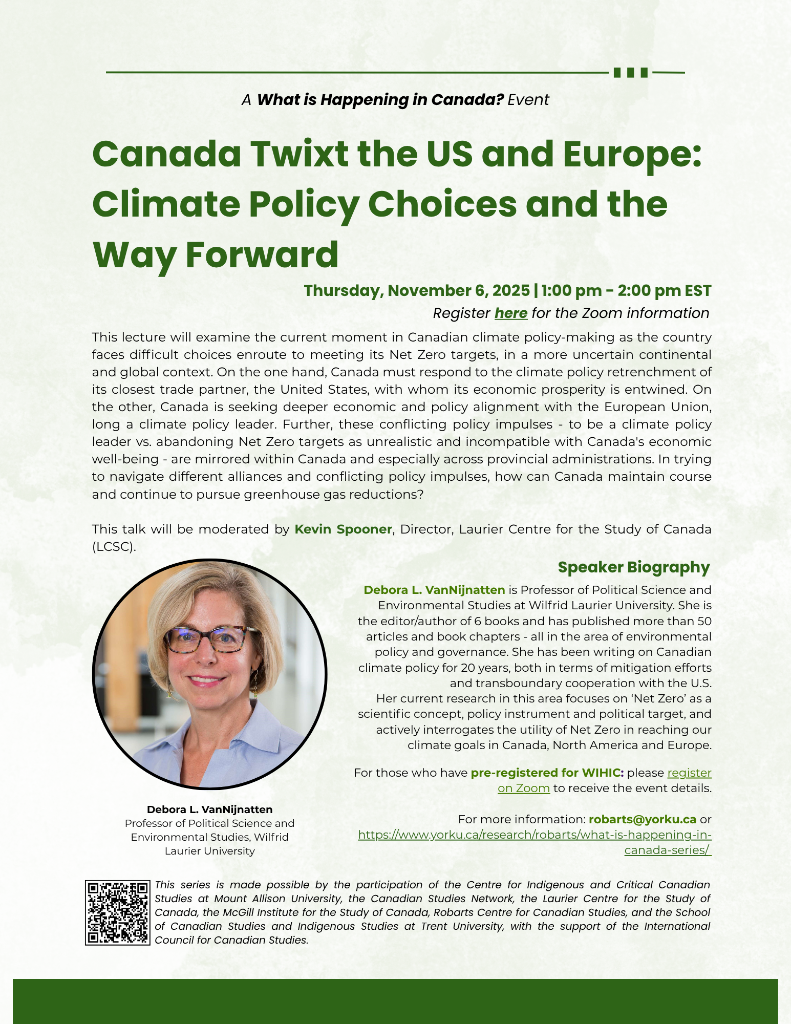 Poster, Canada Twixt the US and Europe: Climate Policy Choices and the Way Forward, 06 November 2025